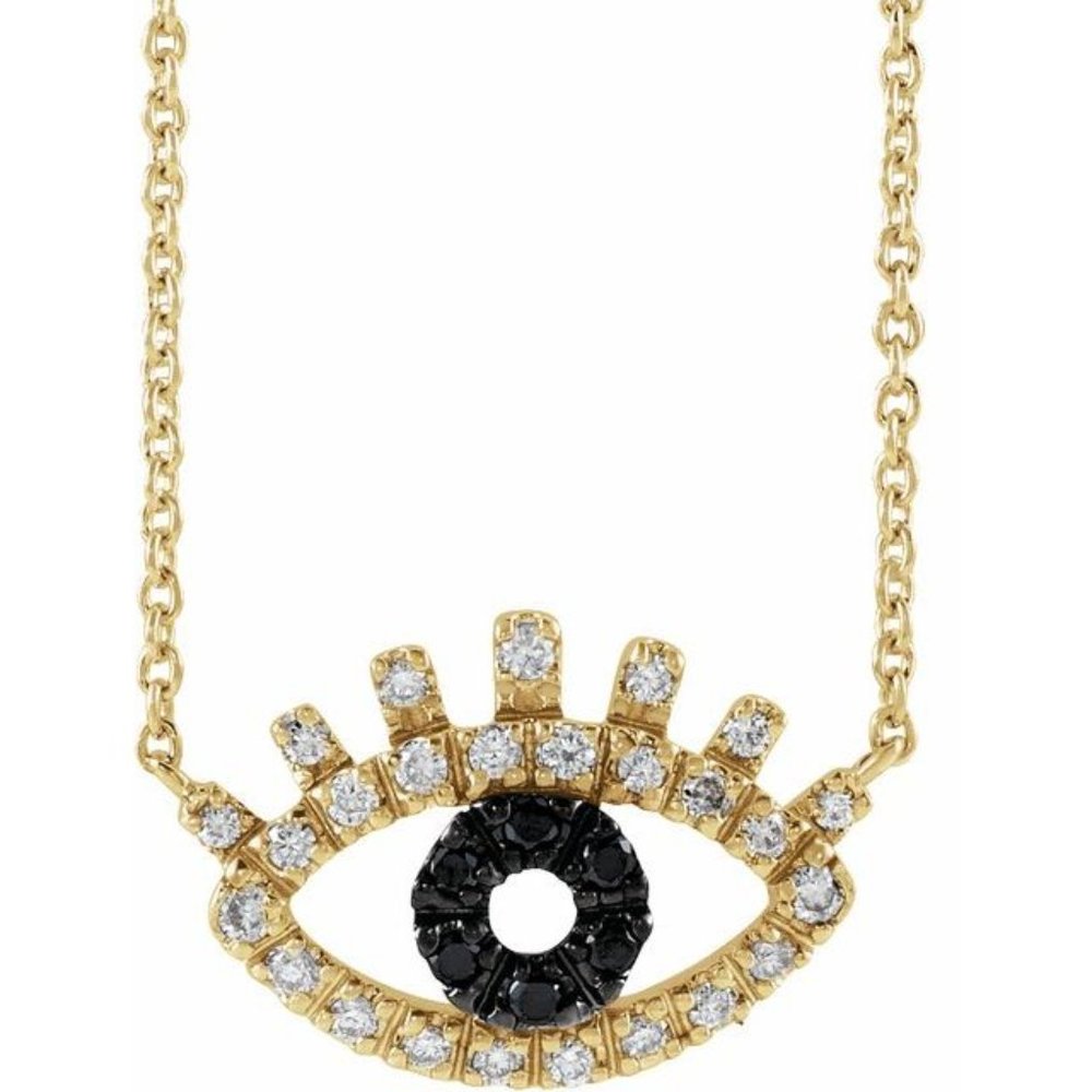 BLACK & WHITE DIAMOND EVIL EYE NECKLACE